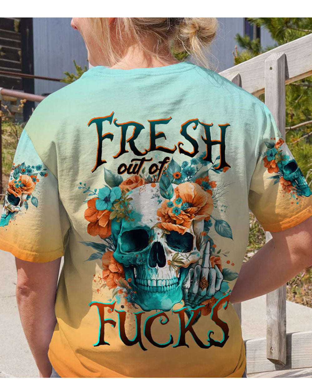 Fresh Out Of F Flowers Skull T Shirt