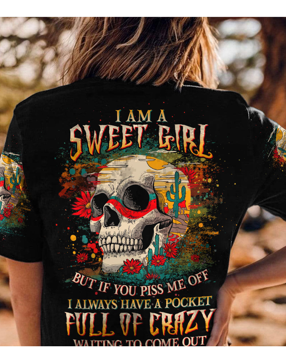 I Am A Sweet Girl Skull Colorful T Shirt