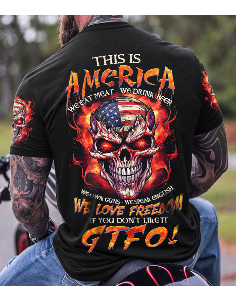 This Is American Skull Flag Fire T Shirt