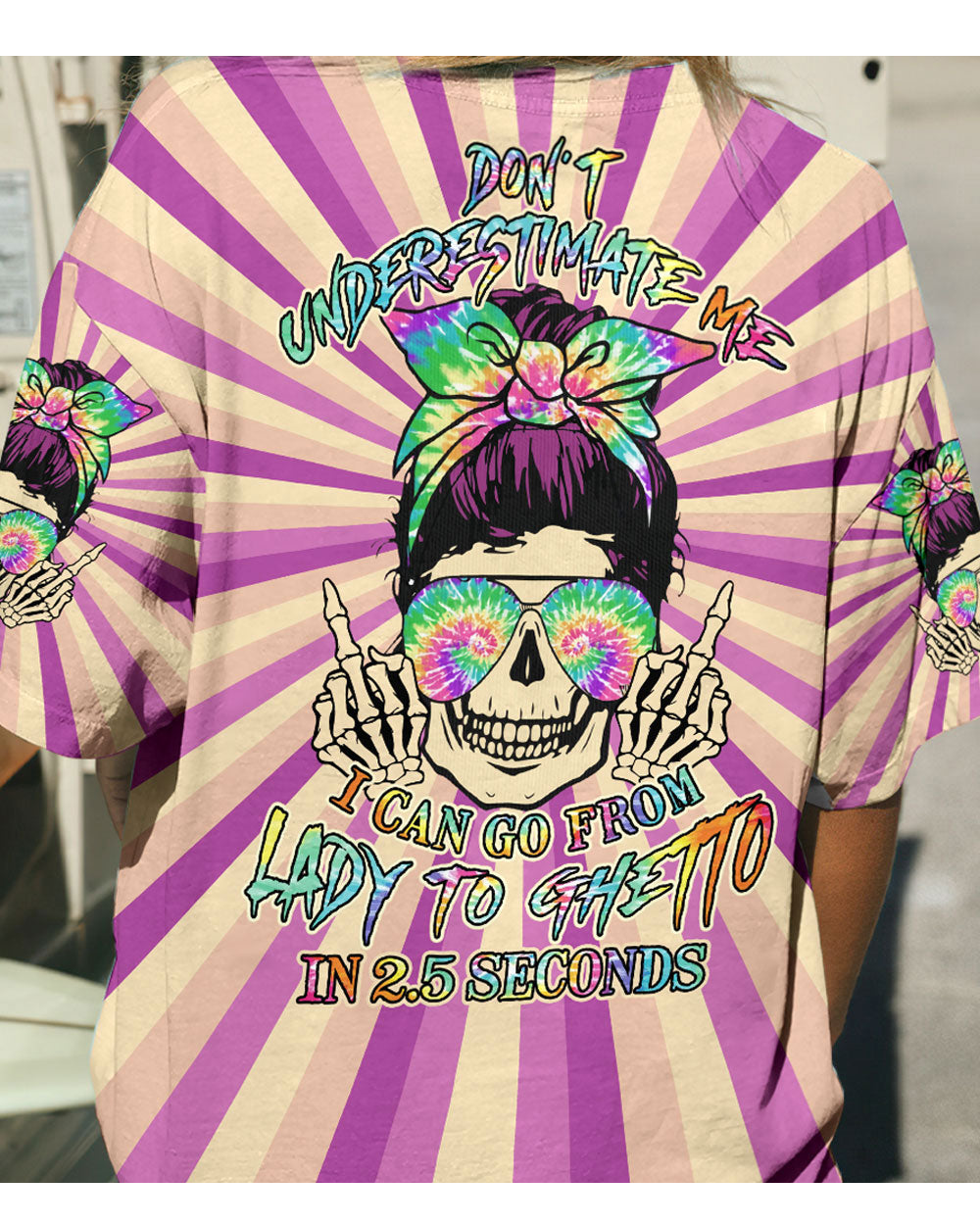 Don't Underestimate Me Colorfull Skull T Shirt