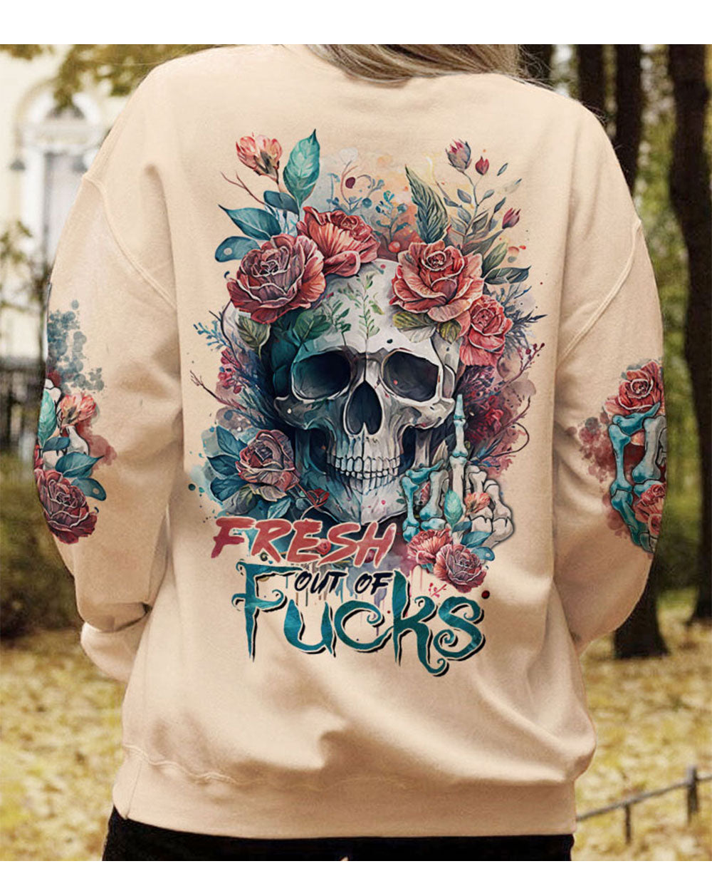 Fresh Out Of F Watercolor Skull Sweatshirt