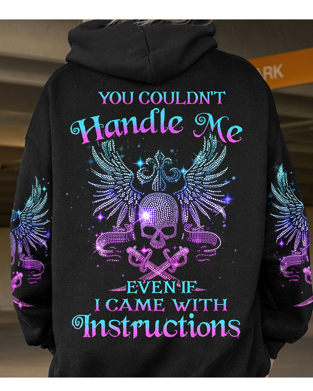 You Couldn't Handle Me Wing Skull Black Hoodie