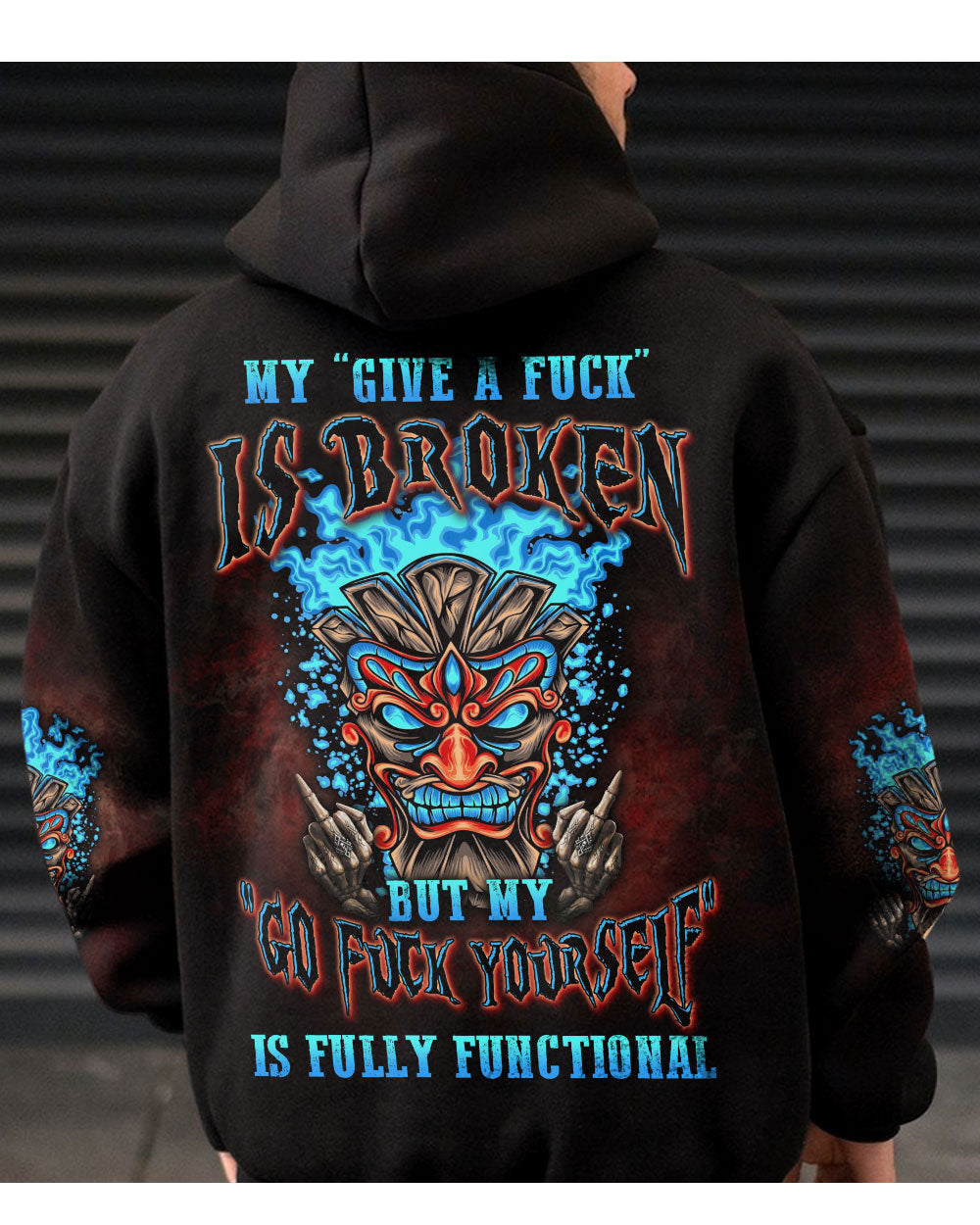 My Give A FCK Is Broken Black Skull Hoodie