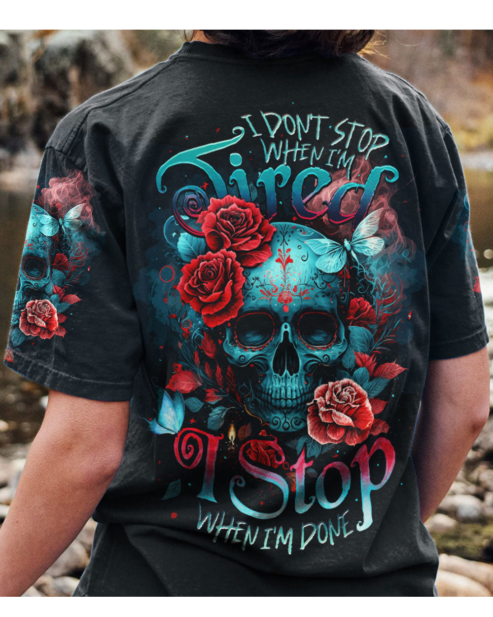 I Stop When I'm Done Skull Black T Shirt