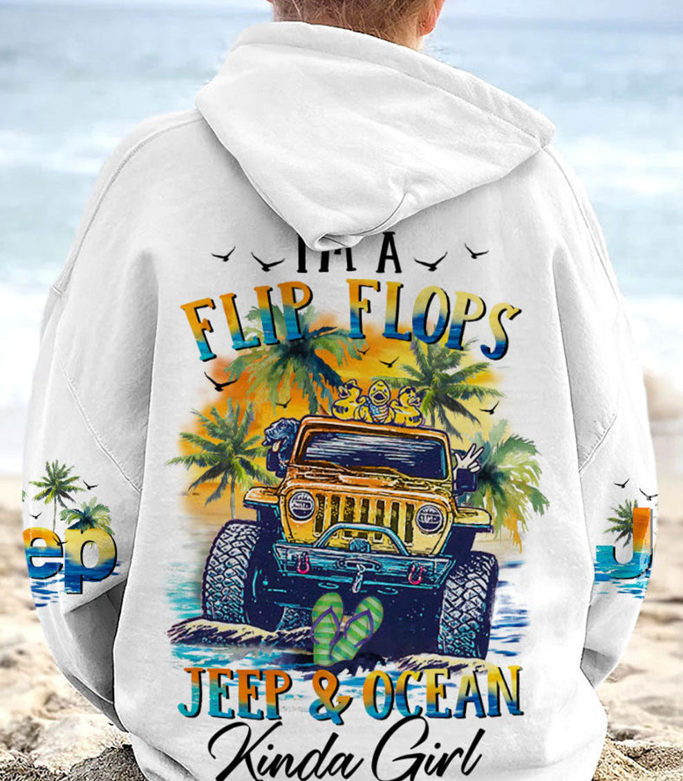 Flip Flops Jeep Funny Duck Ocean Kinda Girl Hoodie