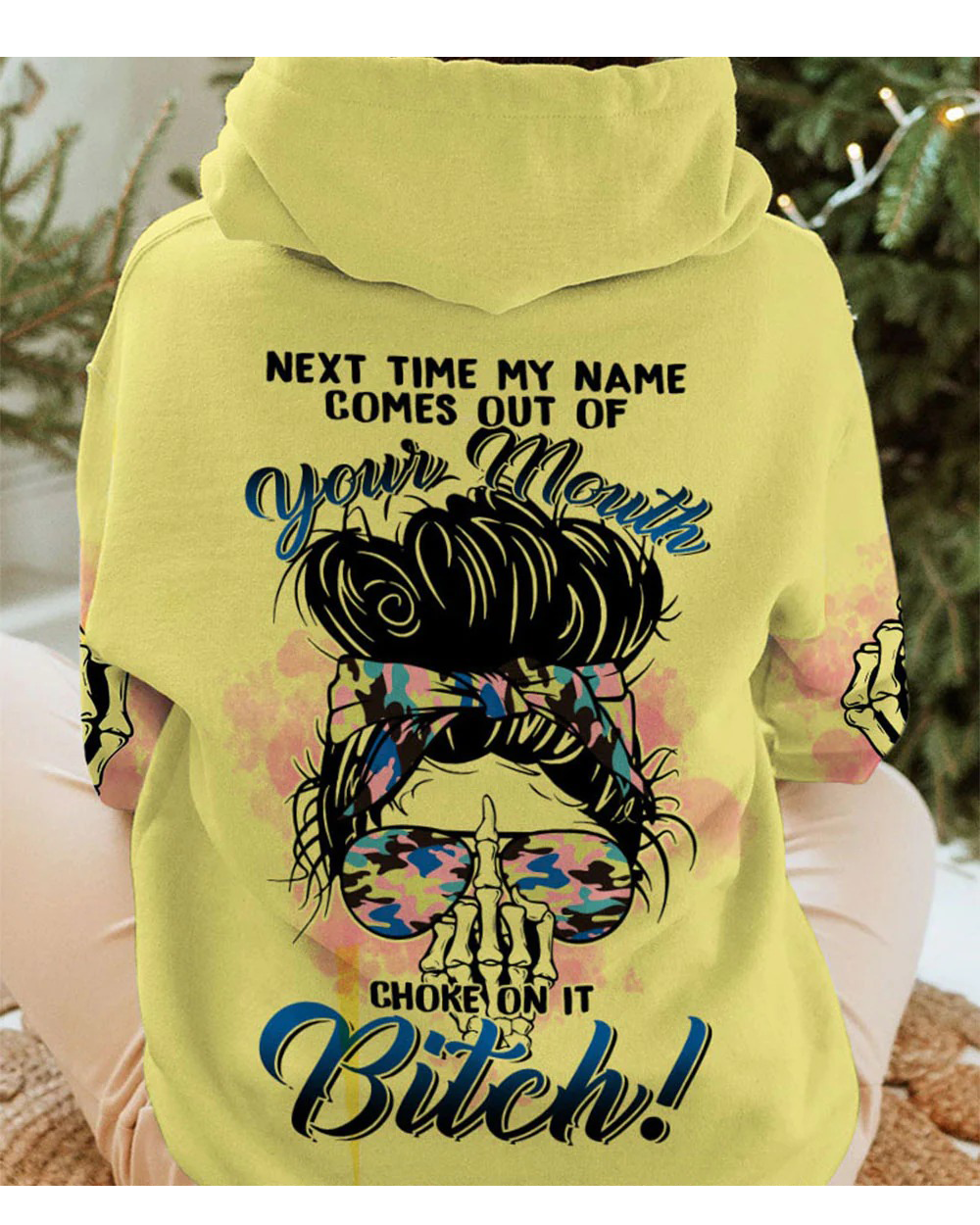 Next Time My Name Comes Out Of Your Mouth Yellow Skull Hoodie