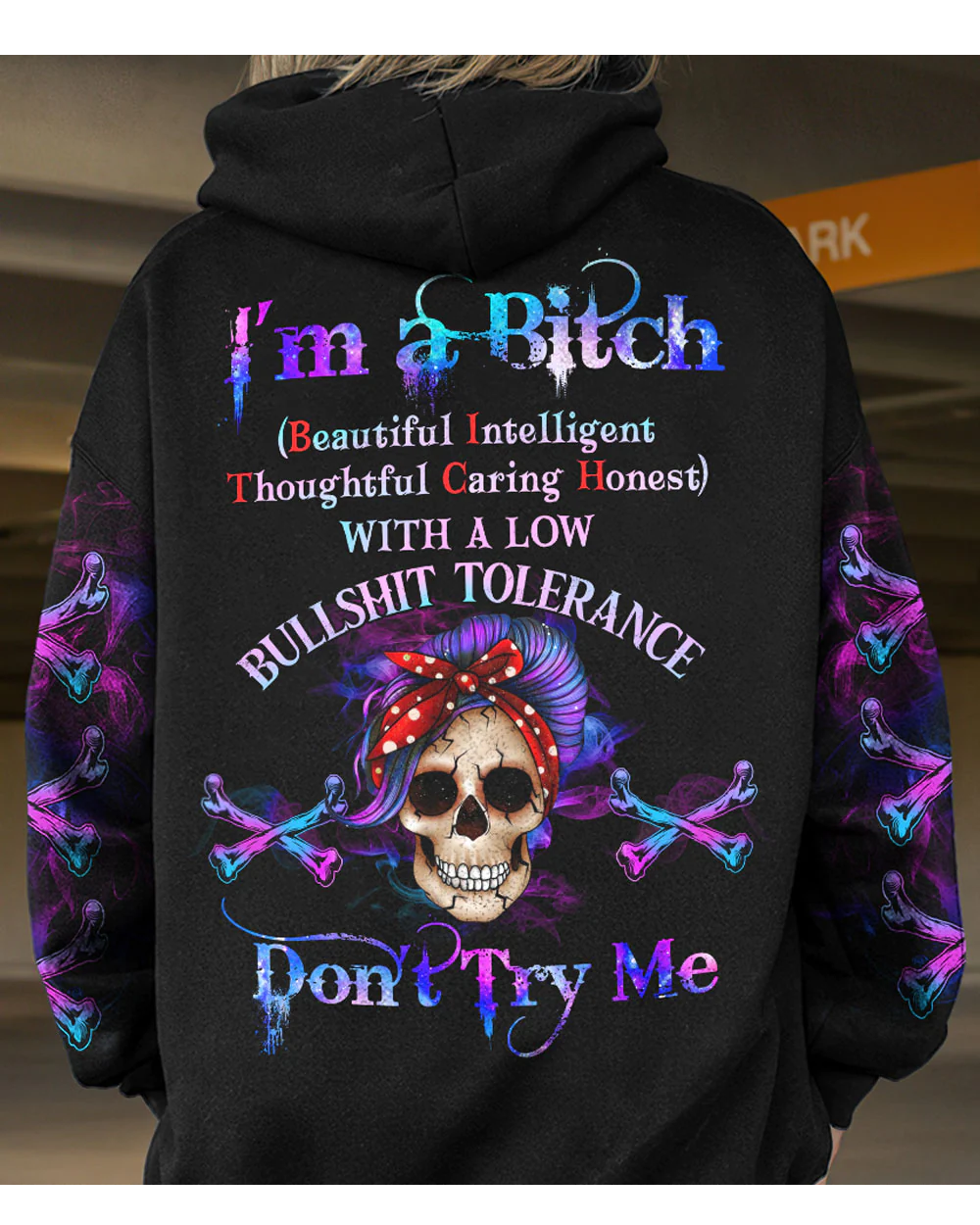 I'm A B Don't Try Me Skull Purple Hoodie