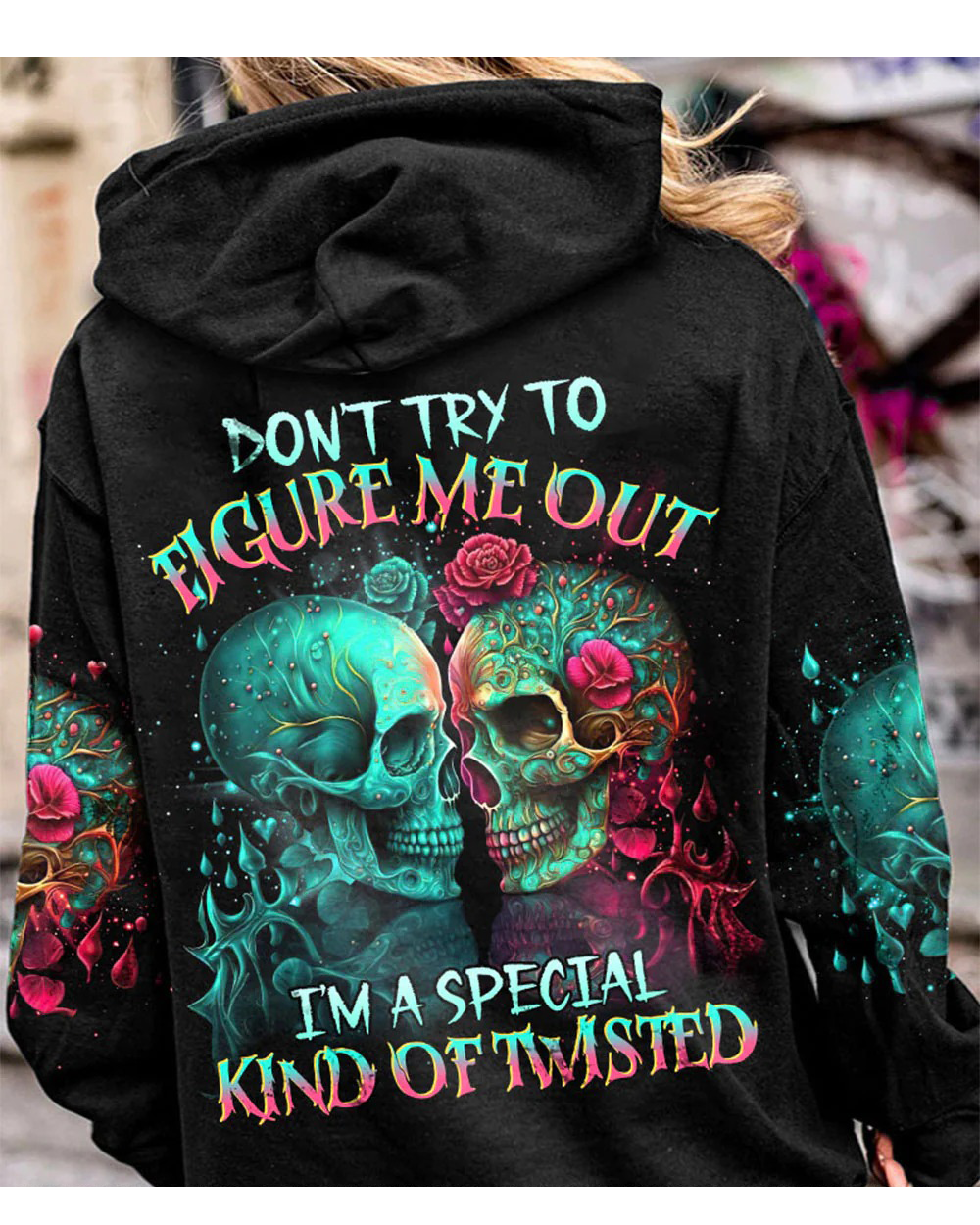 Don't Try To Figure Me Out Couple Skull Hoodie