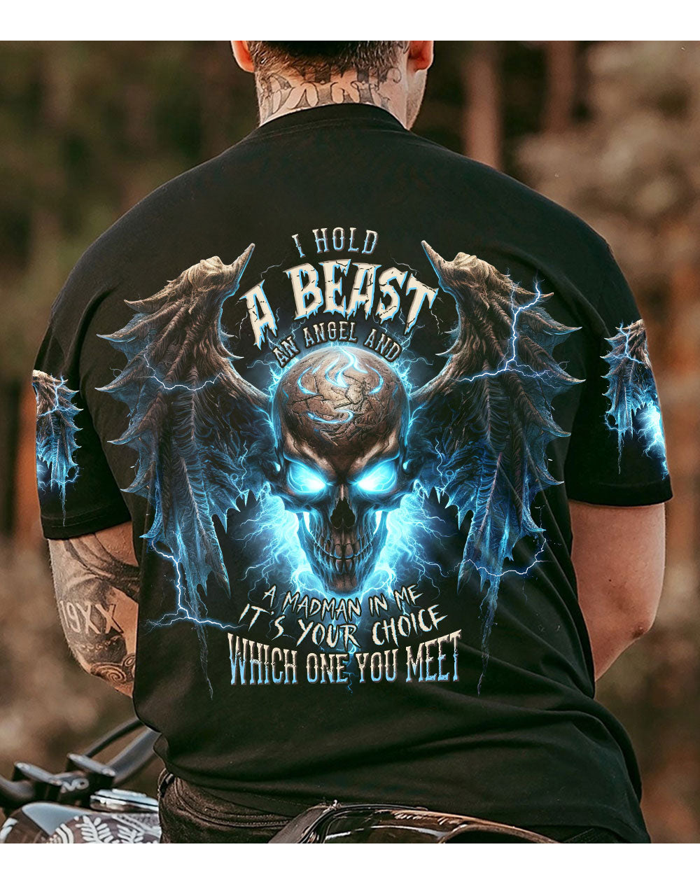 I Hold A Beast An Angel Skull Skull Wings T Shirt