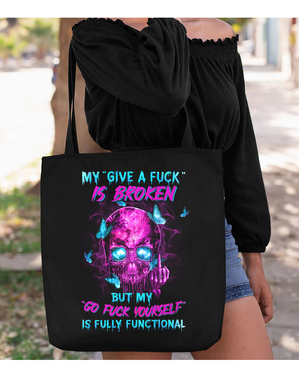 My Give A F Is Broken Skull 3D Tote Bag