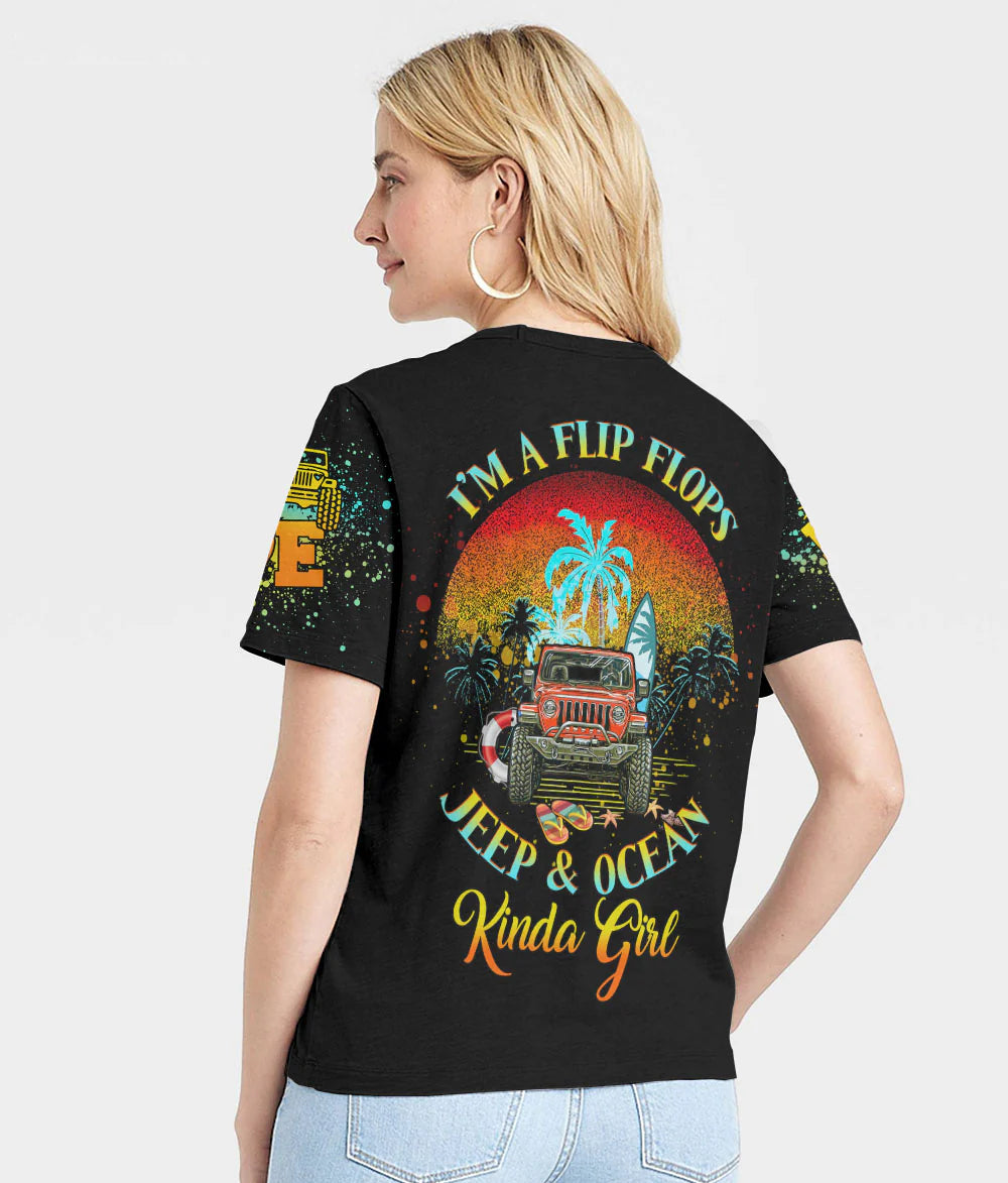 retro-moon-flip-flops-jeep-ocean-kinda-girl-black-women-v-neck-t-shirt