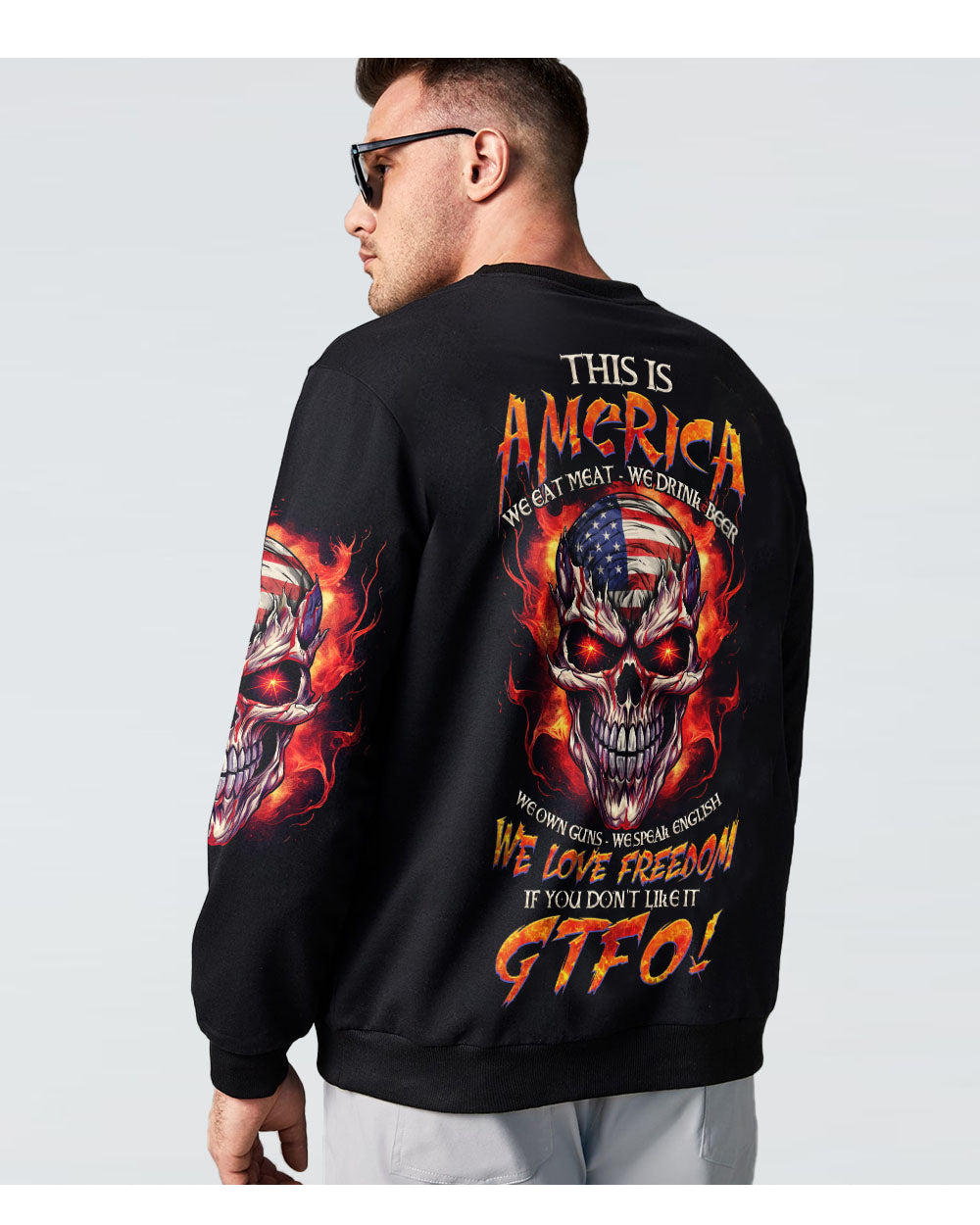 This Is American Skull Flag Fire Sweatshirt