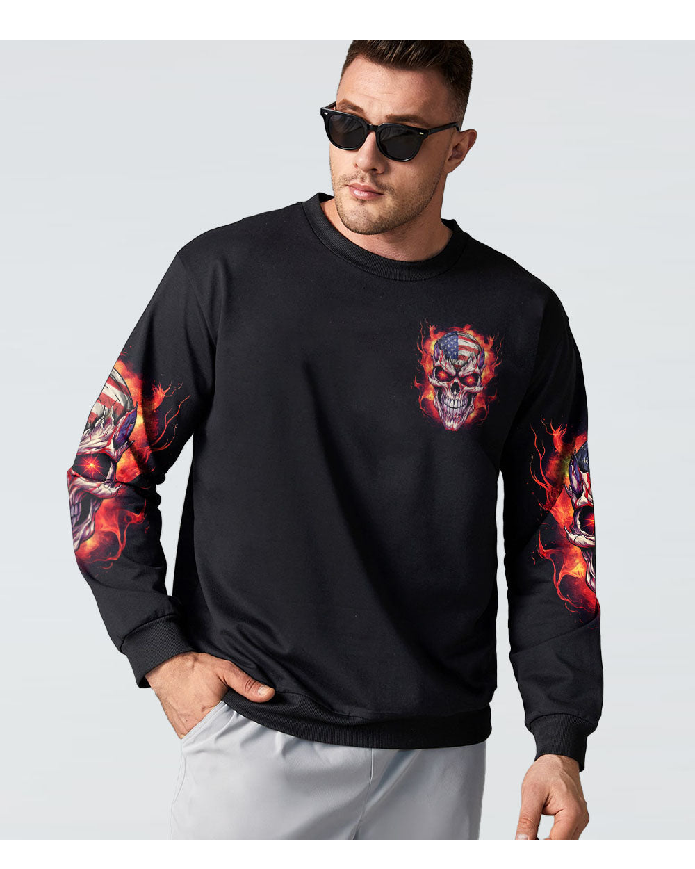 This Is American Skull Flag Fire Sweatshirt