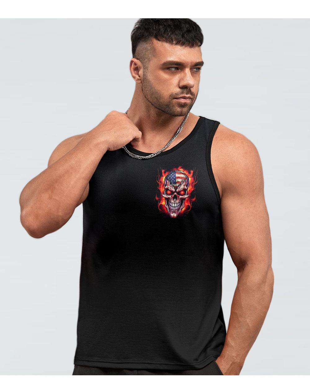 This Is American Skull Flag Fire Tank Top