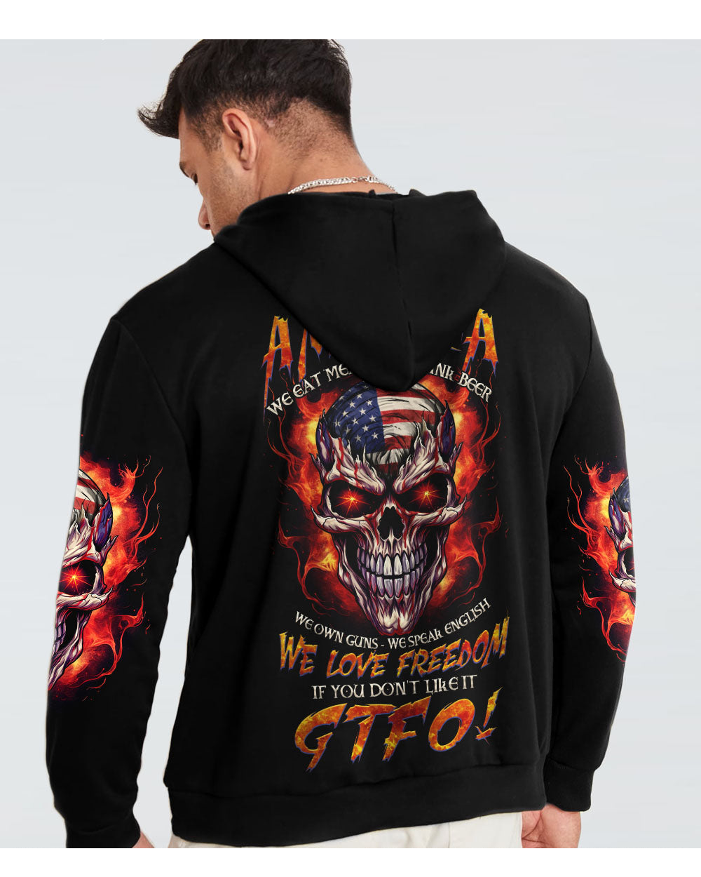 This Is American Skull Flag Fire Hoodie