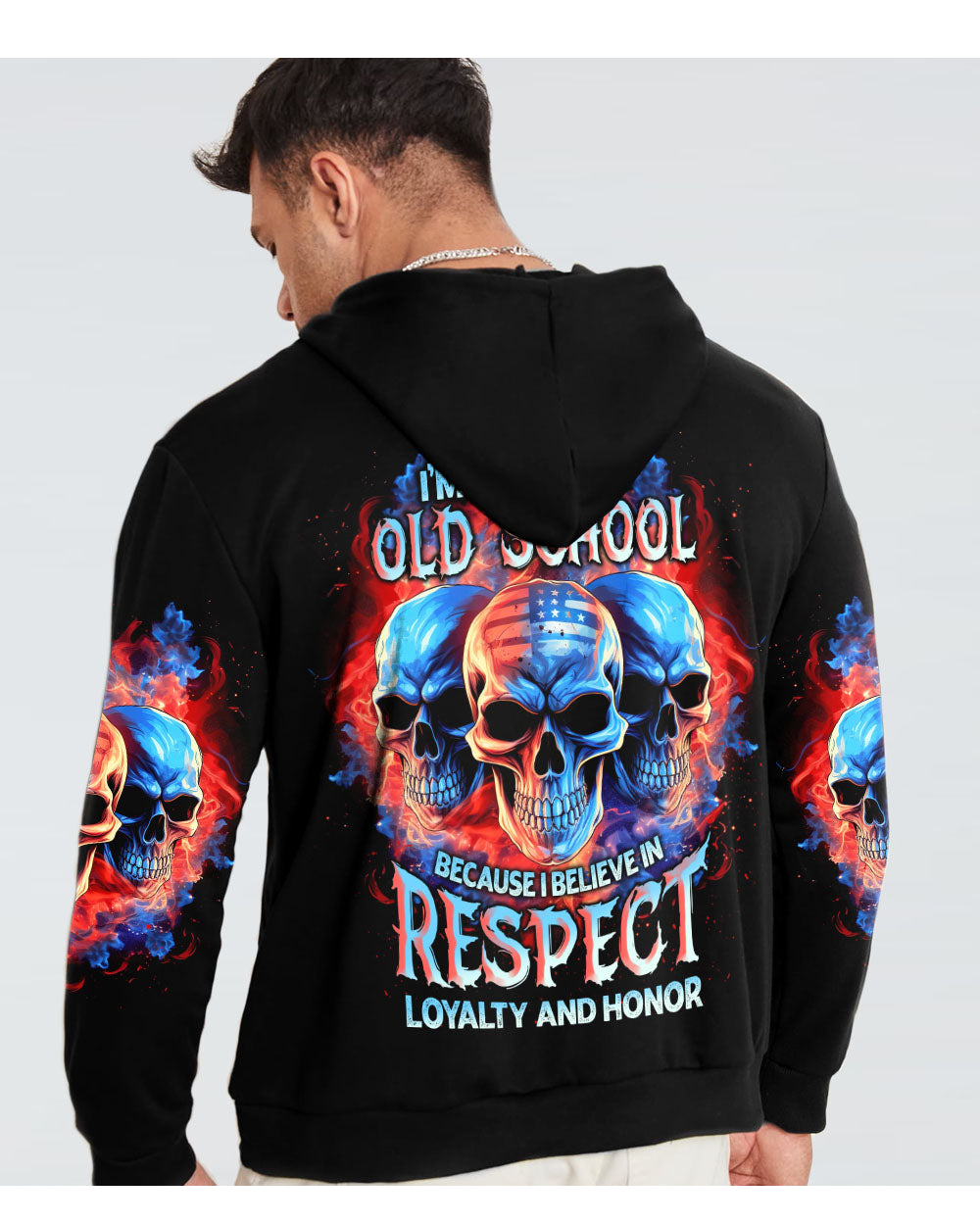 I'm Definitely Old School 3 Skulls Hoodie