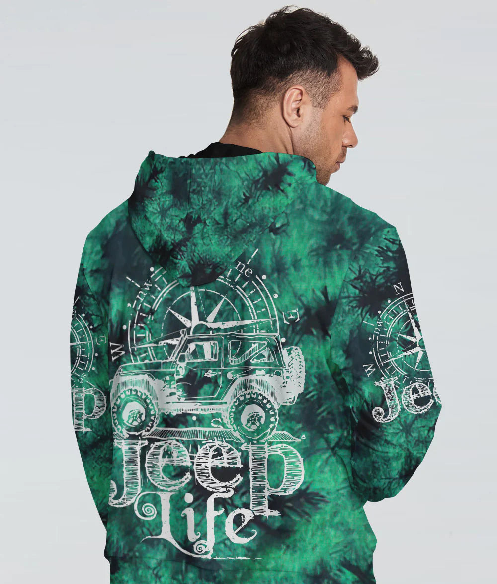 jeep-life-compass-sketch-green-tie-dye-hoodie