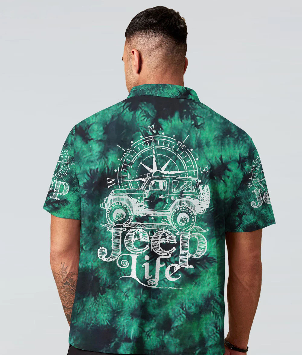 jeep-life-compass-sketch-green-tie-dye-polo-shirt