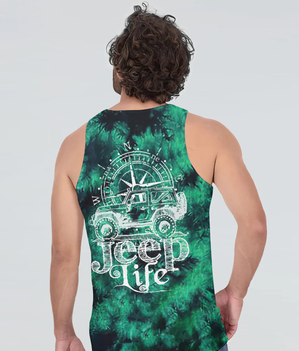 jeep-life-compass-sketch-green-tie-dye-tank-top