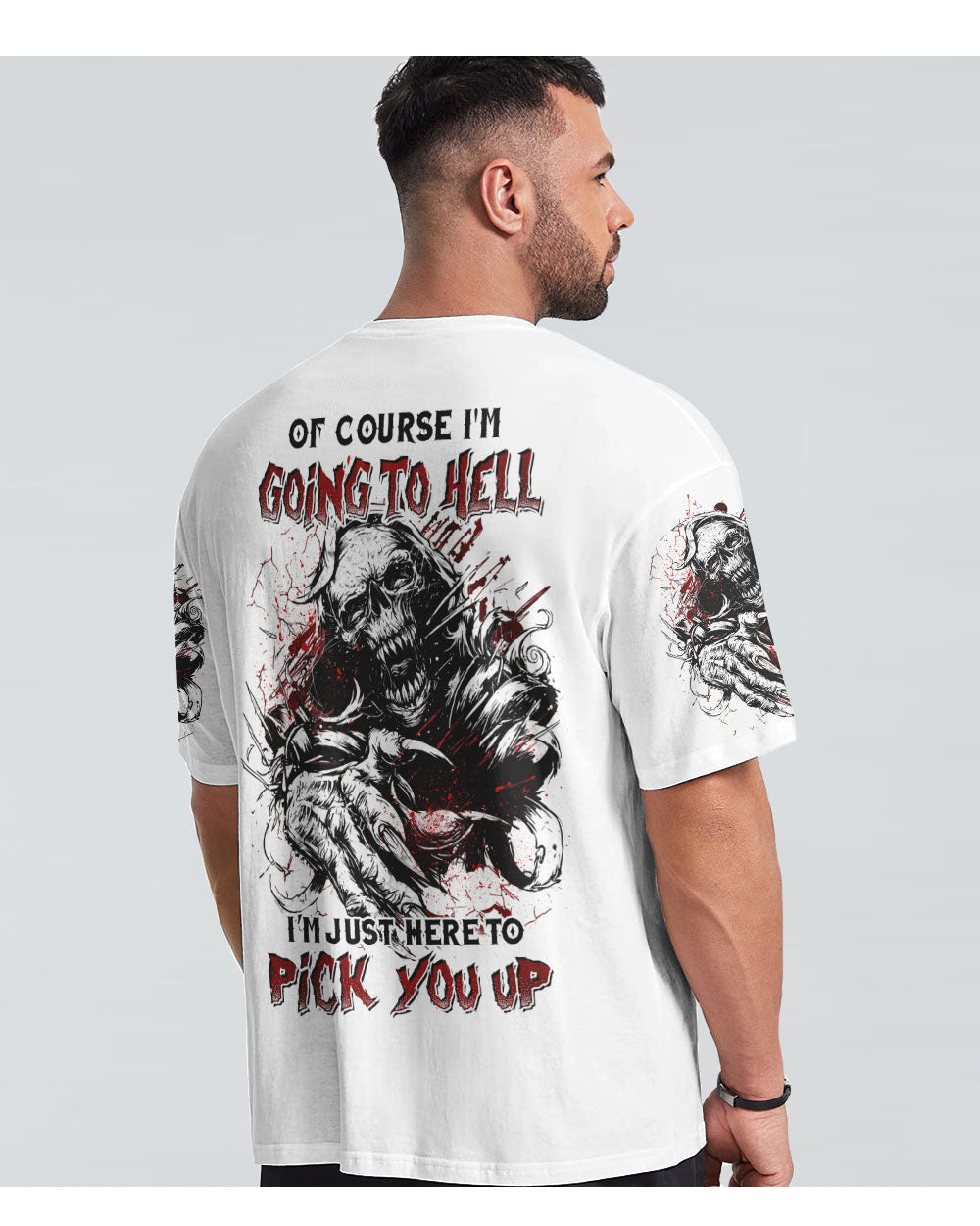 Of Course i'm Going To Hell Skull White T Shirt