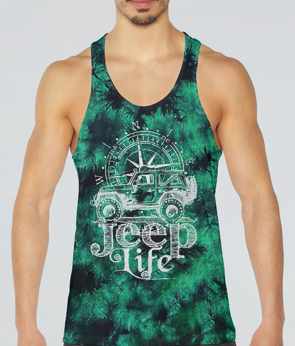 jeep-life-compass-sketch-green-tie-dye-tank-top