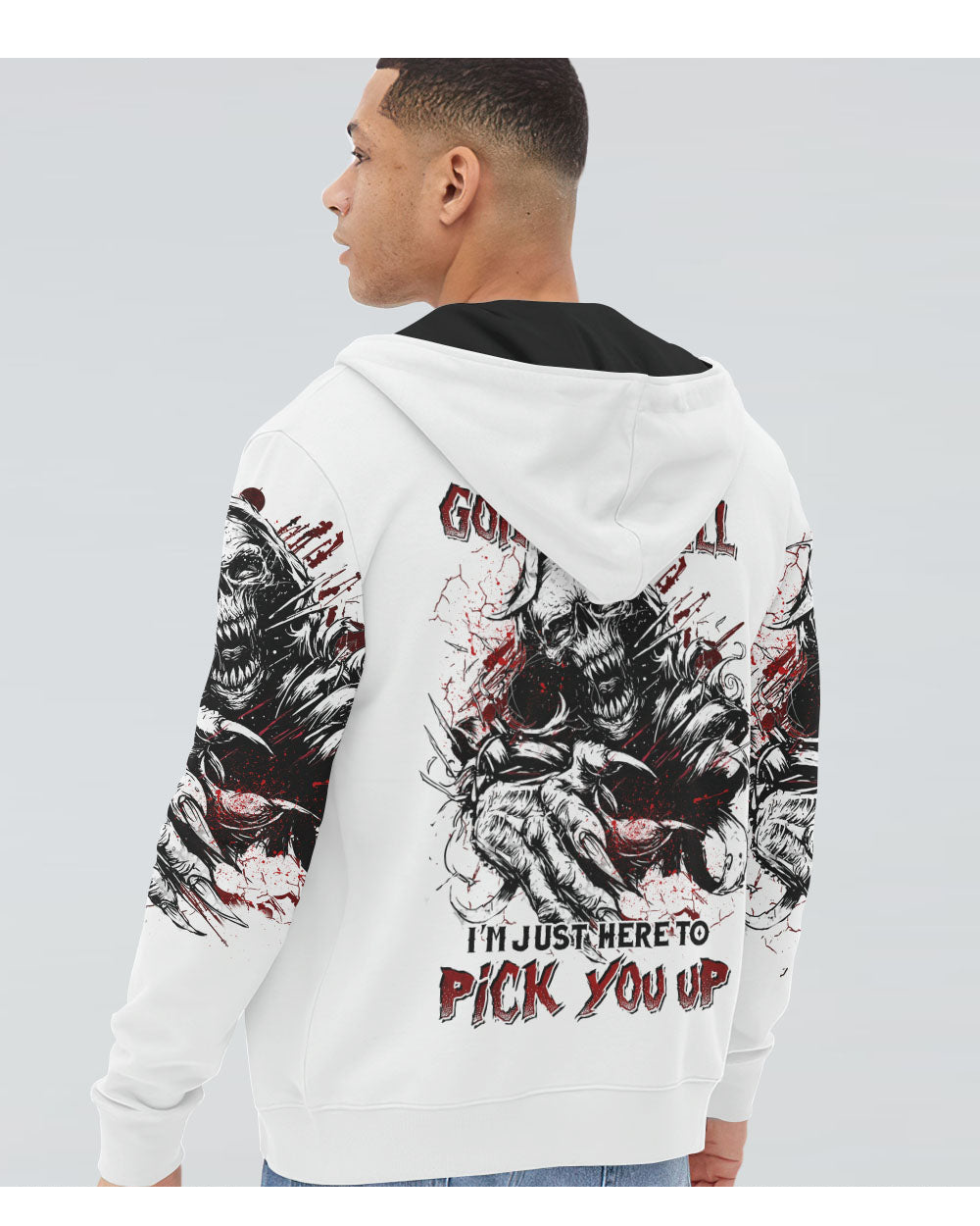 Of Course i'm Going To Hell Skull White Hoodie