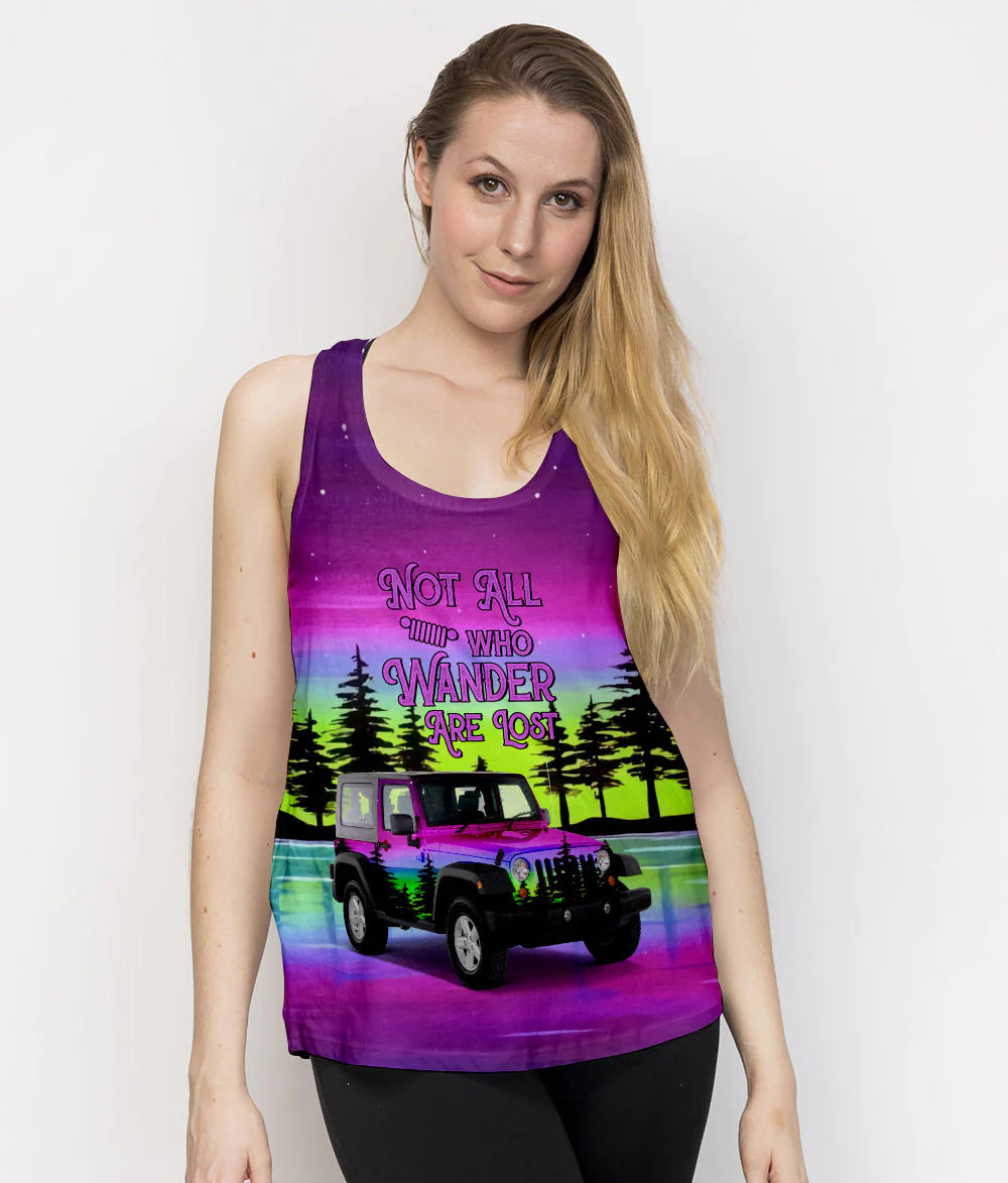 retro-jeep-not-all-who-wander-are-lost-forest-purple-tank-top