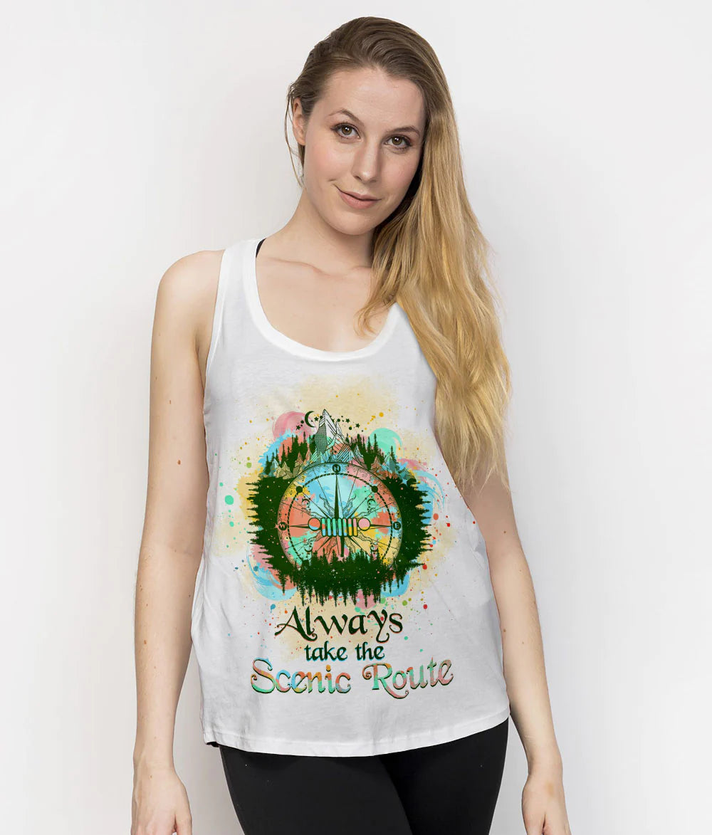 always-take-the-scenic-route-compass-colorful-tank-top