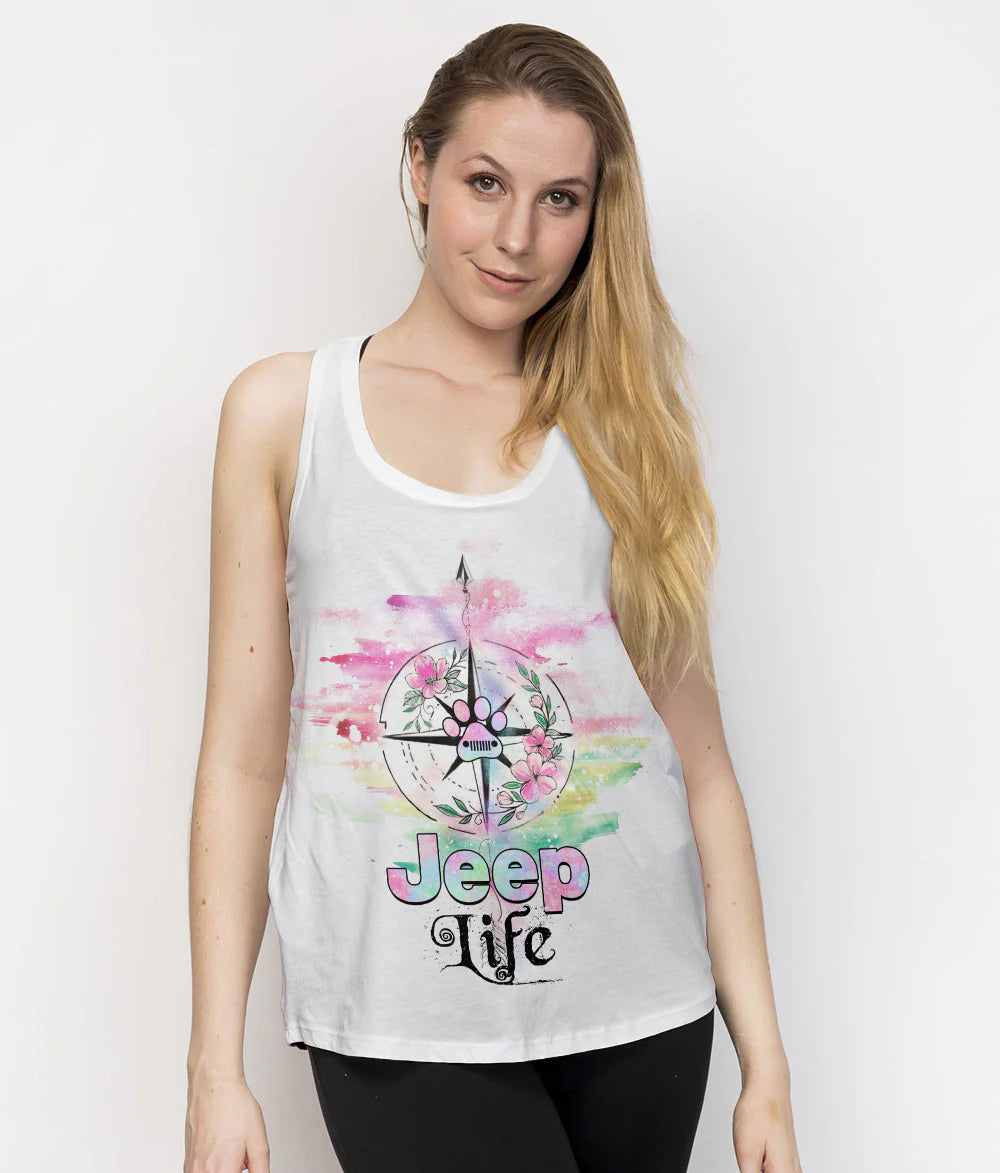 dog-paw-jeep-life-flower-tank-top