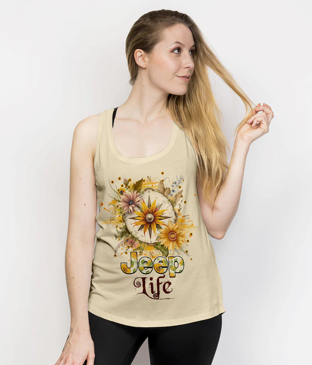 jeep-life-compass-sunflower-tank-top