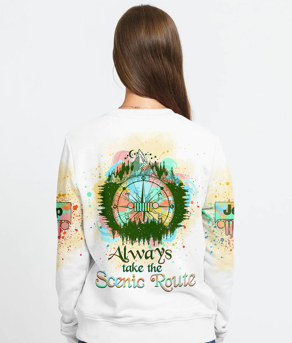 always-take-the-scenic-route-compass-colorful-sweatshirt