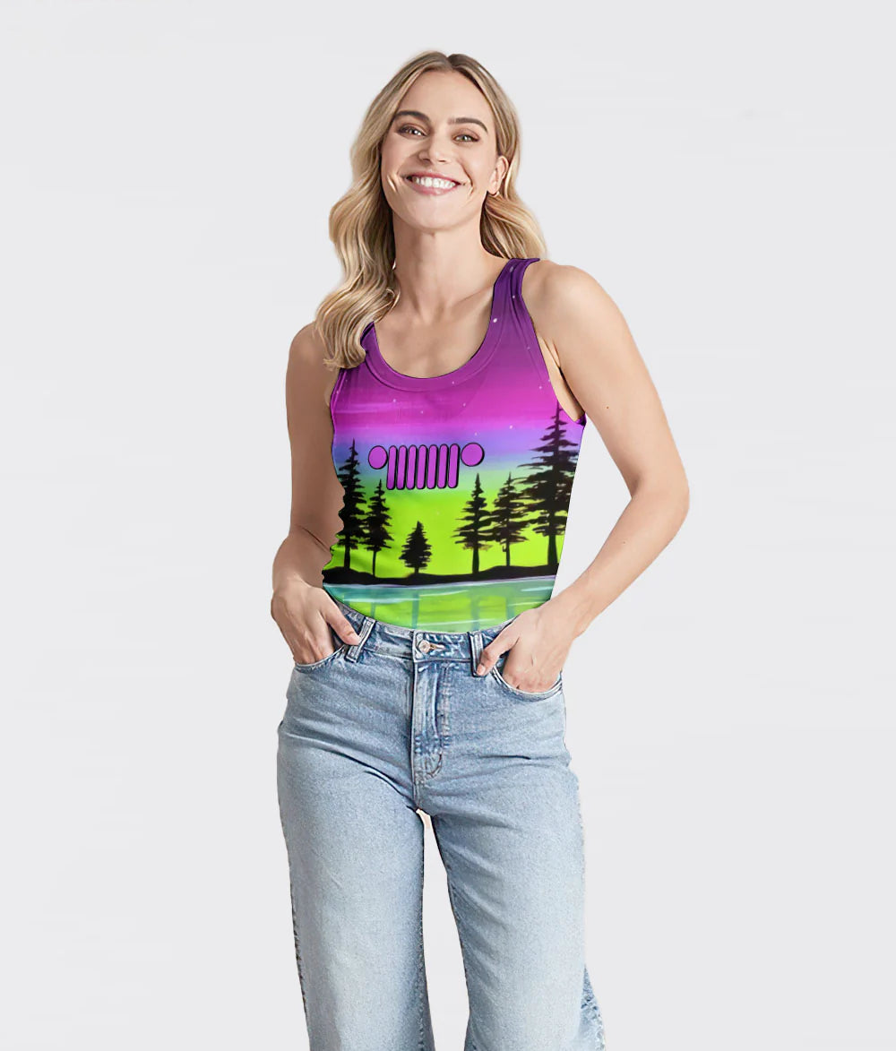 retro-jeep-not-all-who-wander-are-lost-forest-purple-tank-top