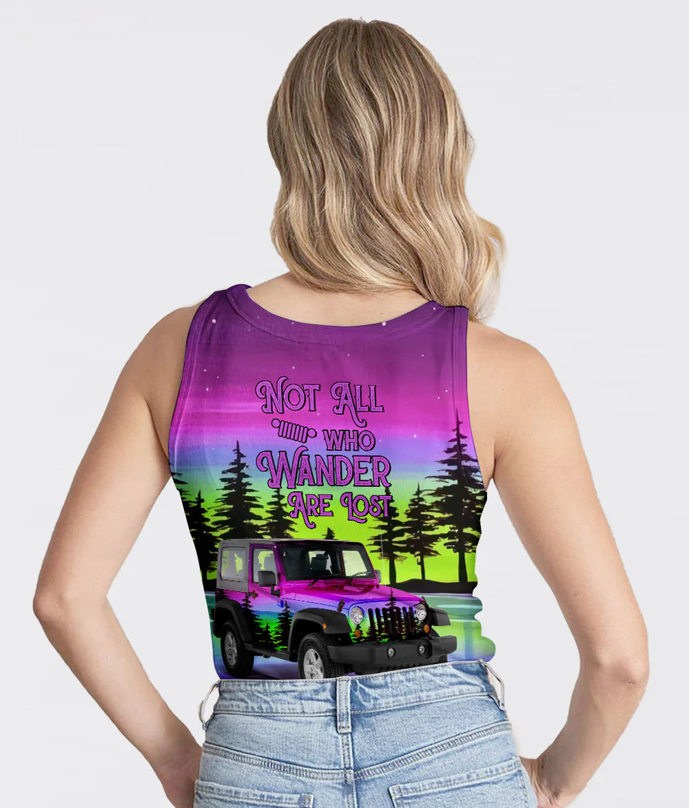 retro-jeep-not-all-who-wander-are-lost-forest-purple-tank-top