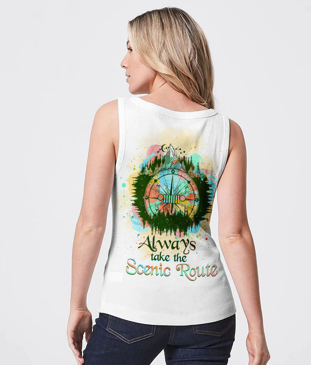 always-take-the-scenic-route-compass-colorful-tank-top