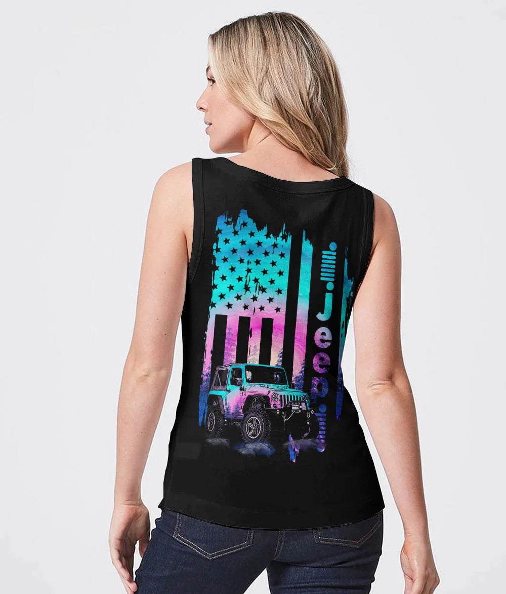 jeep-sunset-forest-flag-tank-top