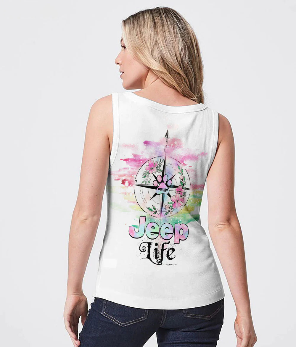 dog-paw-jeep-life-flower-tank-top