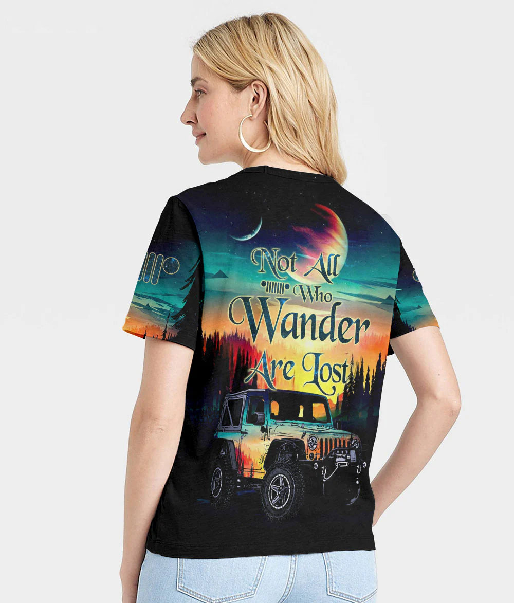 retro-jeep-not-all-who-wander-are-lost-moon-forest-women-v-neck-t-shirt