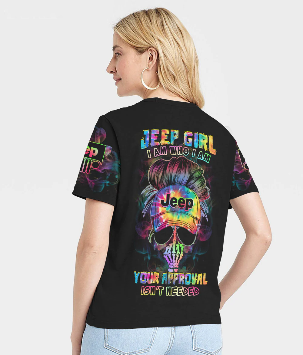 neon-jeep-girl-i-am-who-i-am-women-v-neck-t-shirt