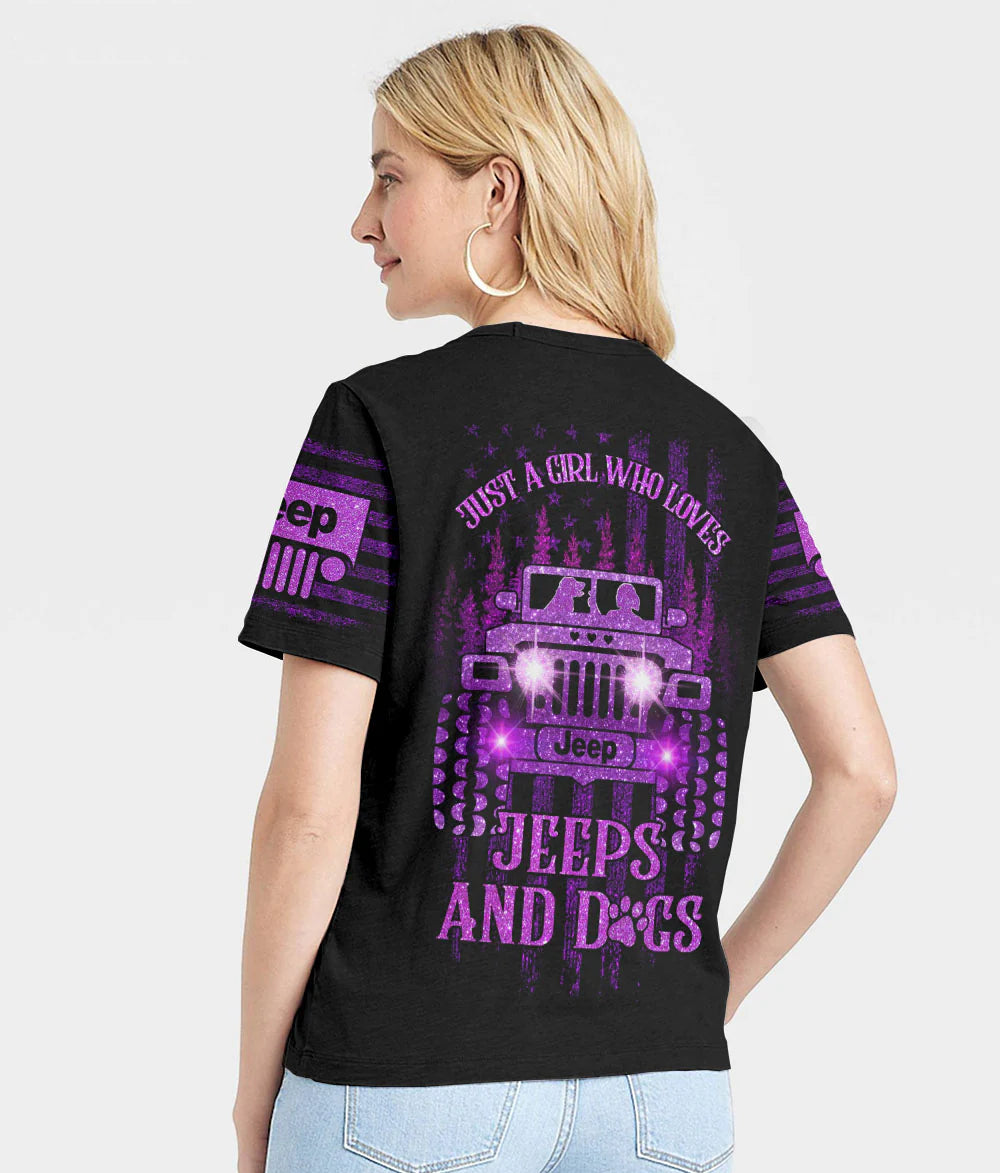 a-girl-her-dog-and-her-jeep-bling-purple-women-v-neck-t-shirt