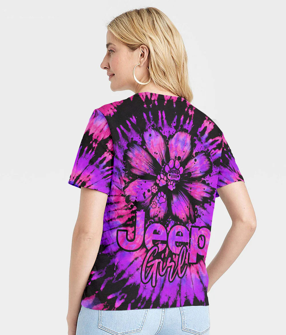 jeep-girl-dog-daisy-purple-tie-dye-women-v-neck-t-shirt