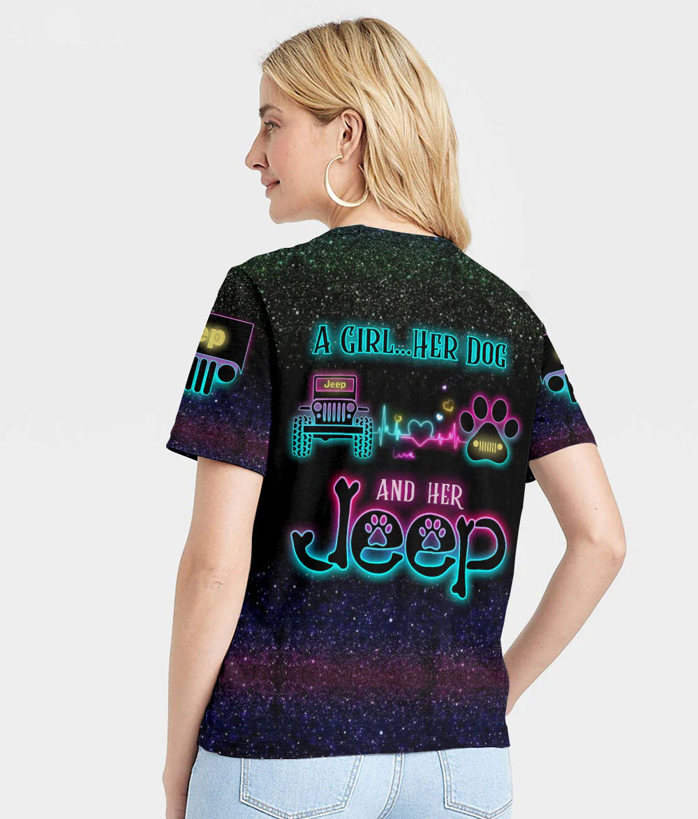 jeepin-in-the-starlight-a-girl-and-her-funny-dog-women-v-neck-t-shirt