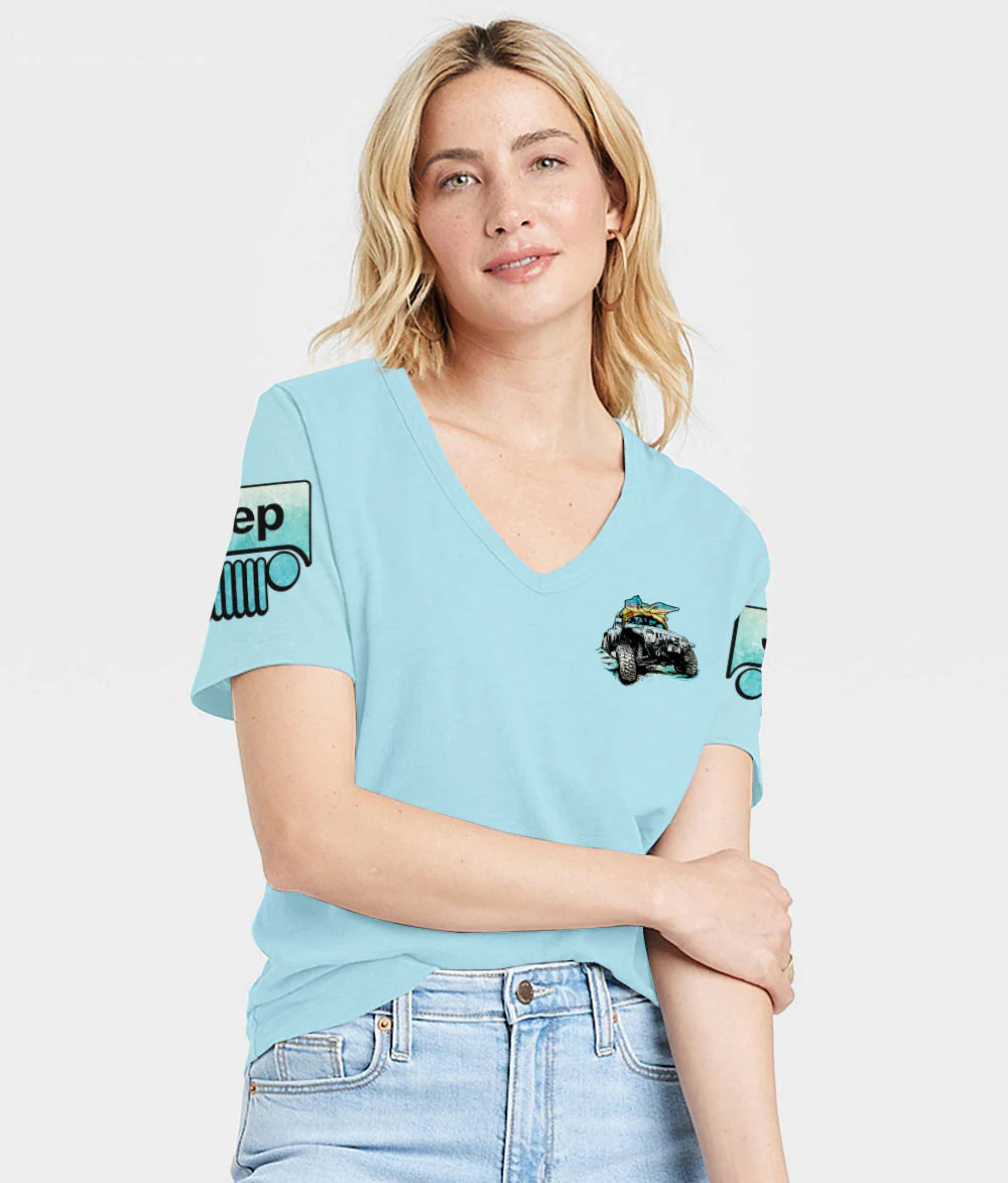 i-just-want-to-drive-jeep-sunflower-women-v-neck-t-shirt