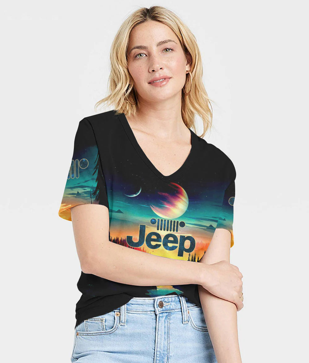 retro-jeep-not-all-who-wander-are-lost-moon-forest-women-v-neck-t-shirt