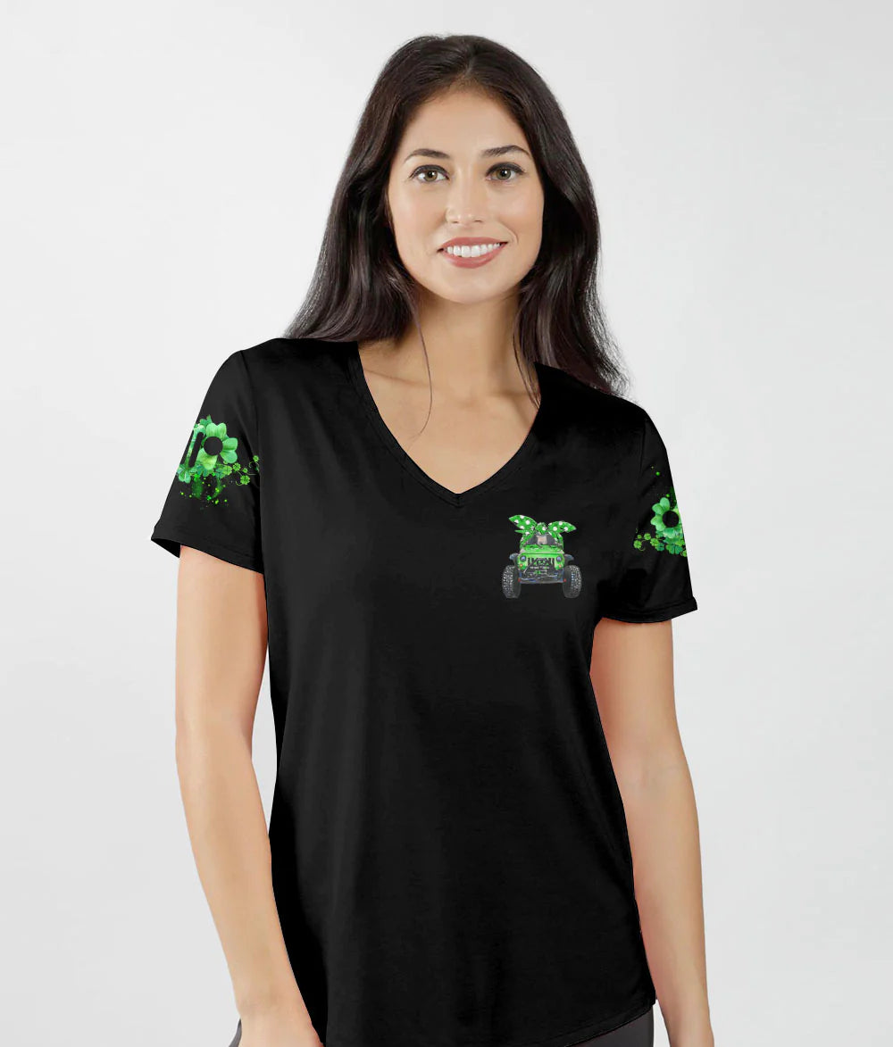 jeep-girl-classy-sassy-patricks-day-women-v-neck-t-shirt