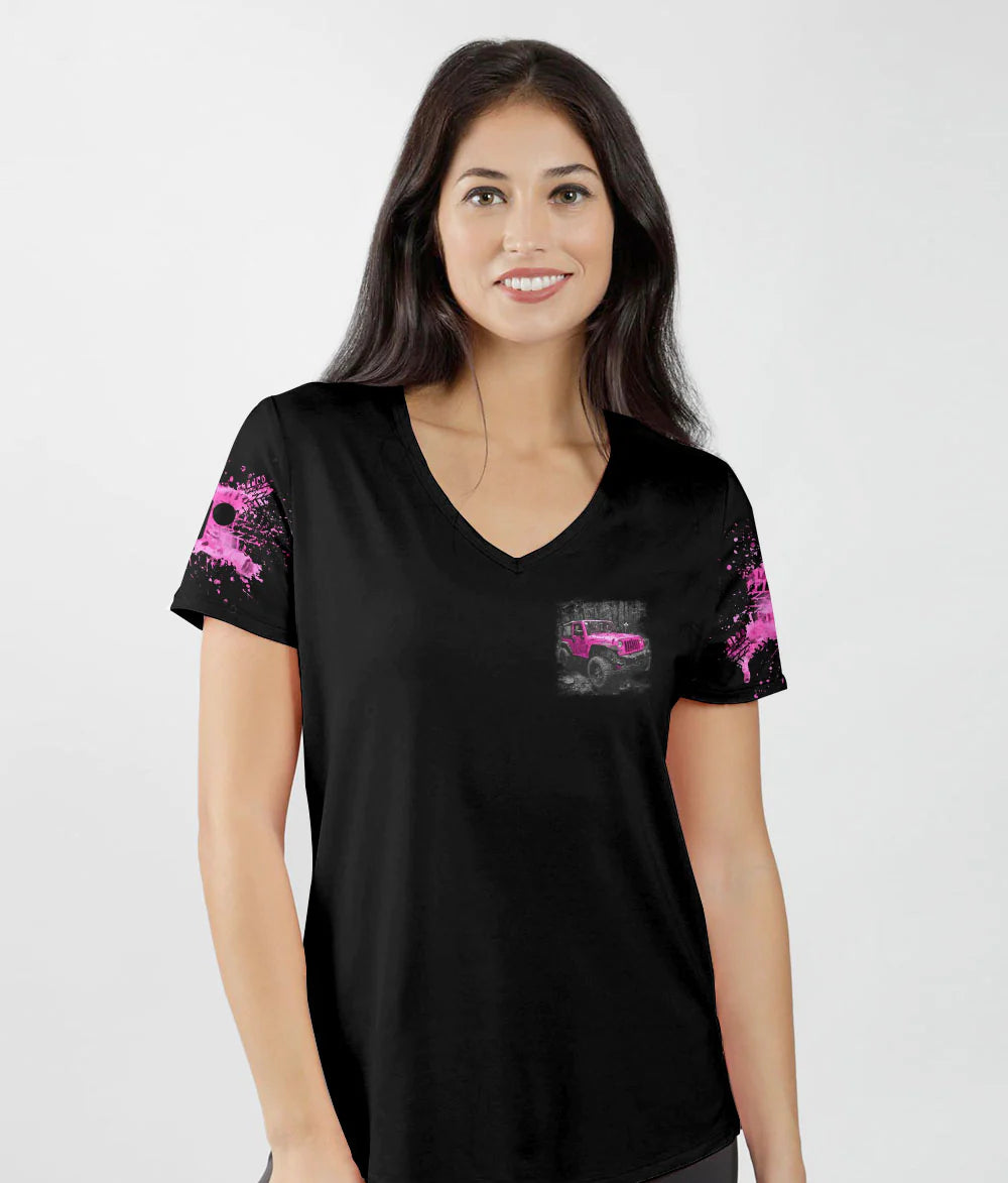 assuming-i-was-like-most-girls-pink-jeep-women-v-neck-t-shirt