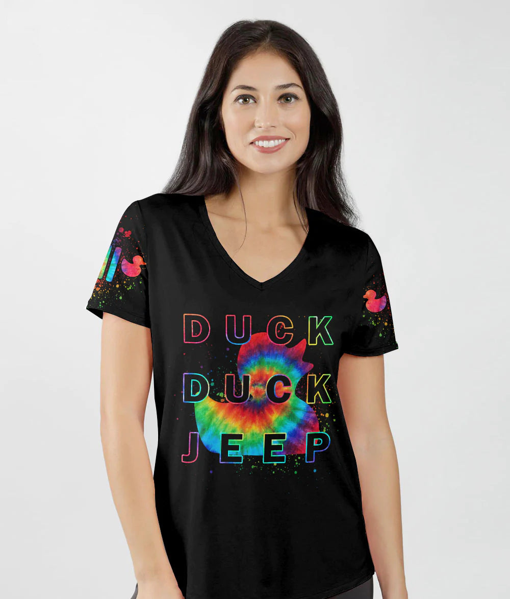 duck-duck-jeep-tie-dye-women-v-neck-t-shirt