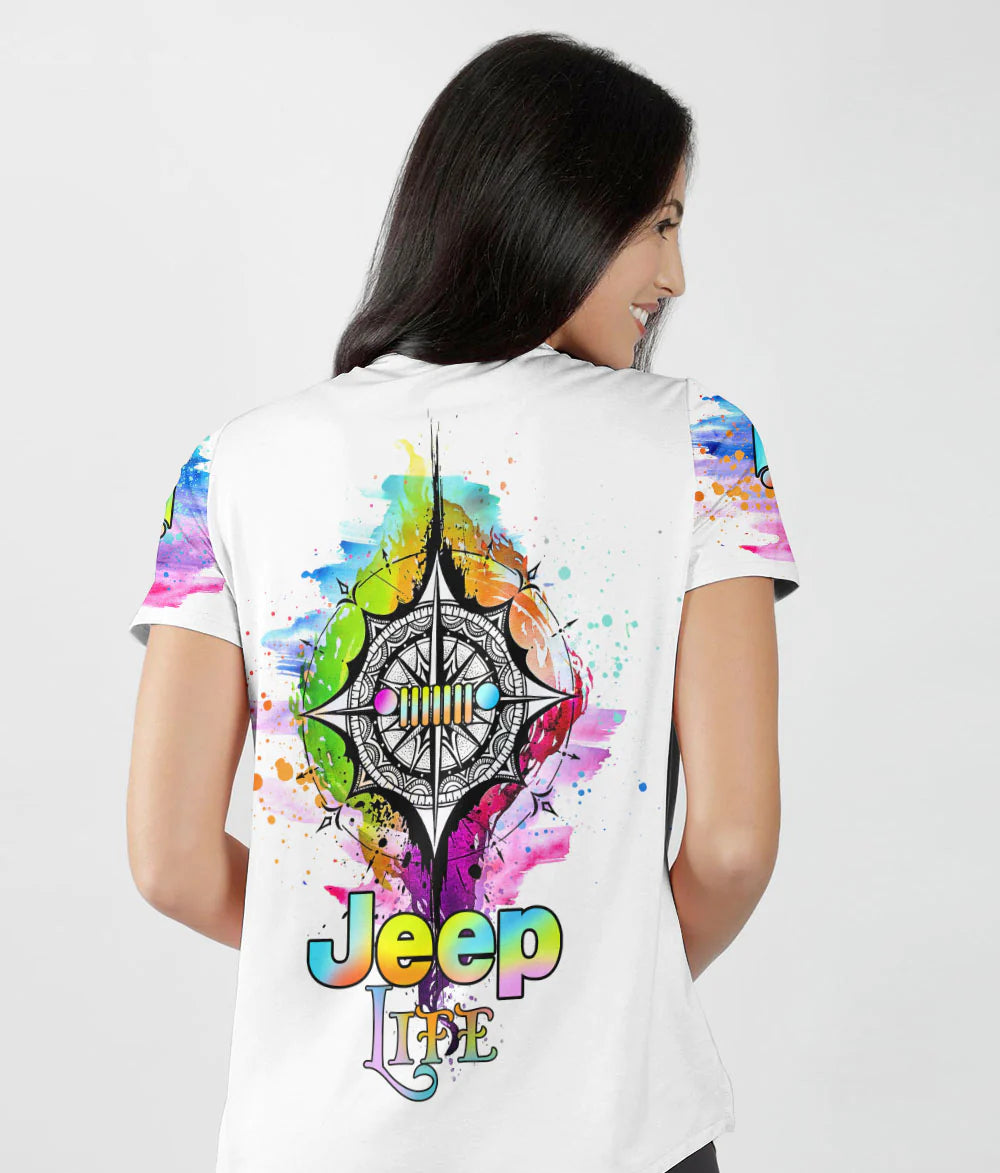 jeep-life-colorful-compass-women-v-neck-t-shirt