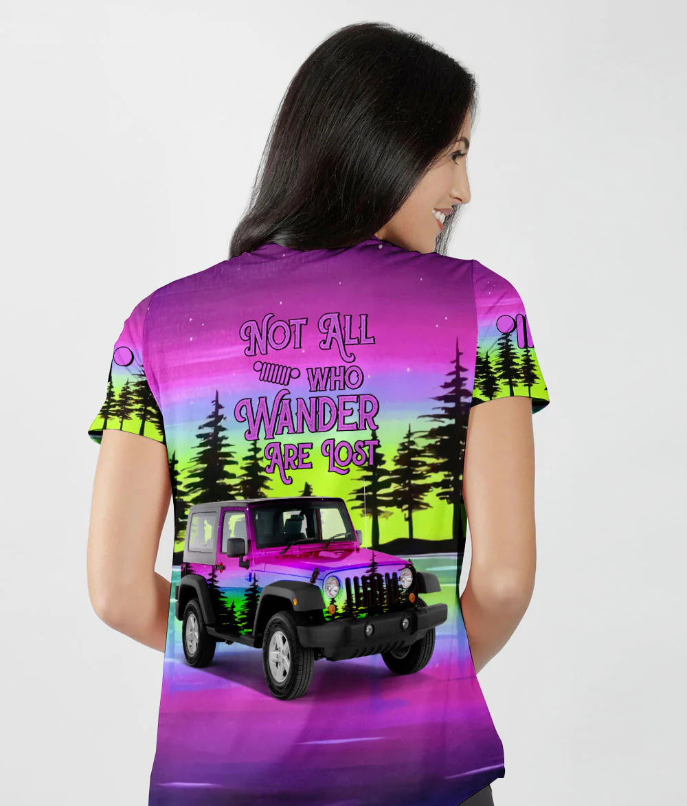 retro-jeep-not-all-who-wander-are-lost-forest-purple-v-neck-t-shirt