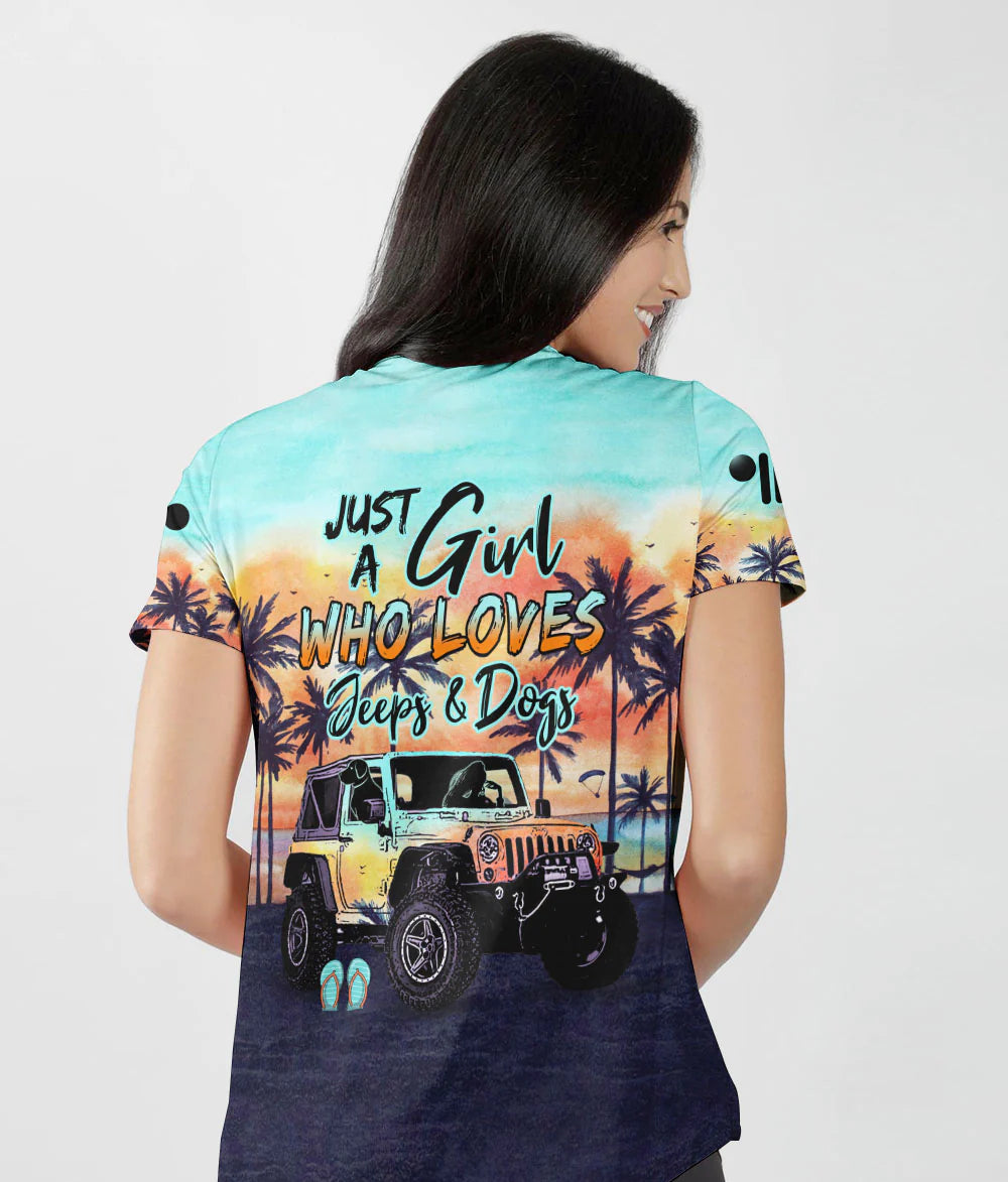 just-a-girl-who-loves-jeeps-and-dogs-beach-painting-women-v-neck-t-shirt