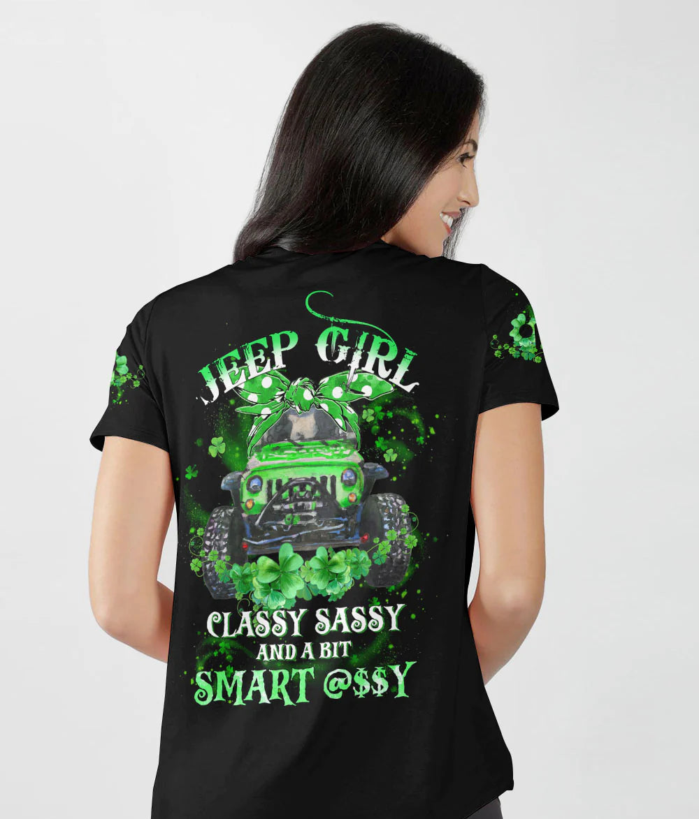 jeep-girl-classy-sassy-patricks-day-women-v-neck-t-shirt